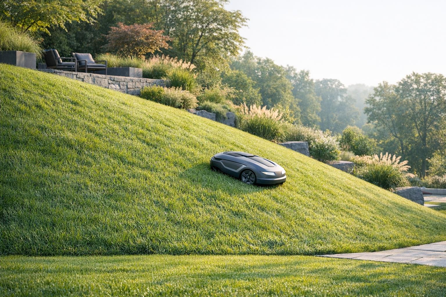 Robot Mowers for Slopes: Reading Percent and Degrees.